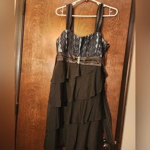 Baby blue and black formal dress